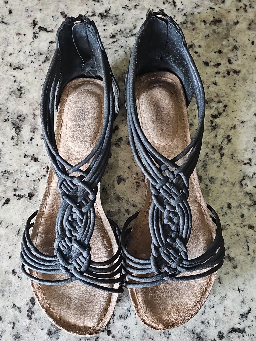 Women’s Black Braided Strappy Sandals Bass Brand Size 8